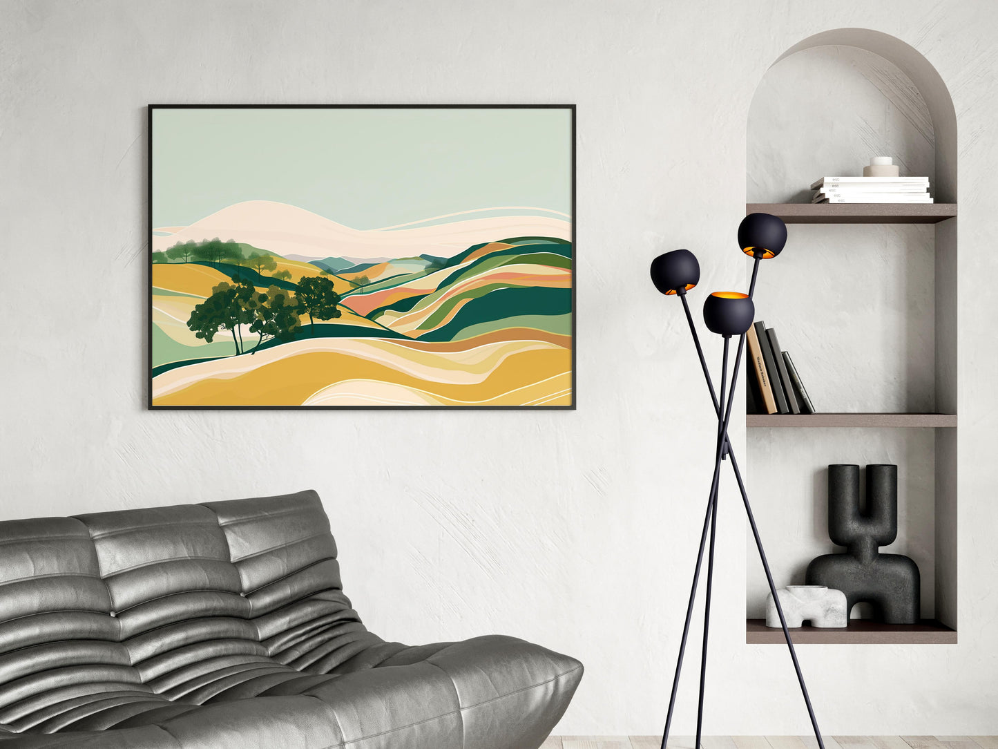 Geometric Harmony: Texas Hill Country by Eldon Peak- Landscape art, Beauty, Hills, Tranquility, Coloring