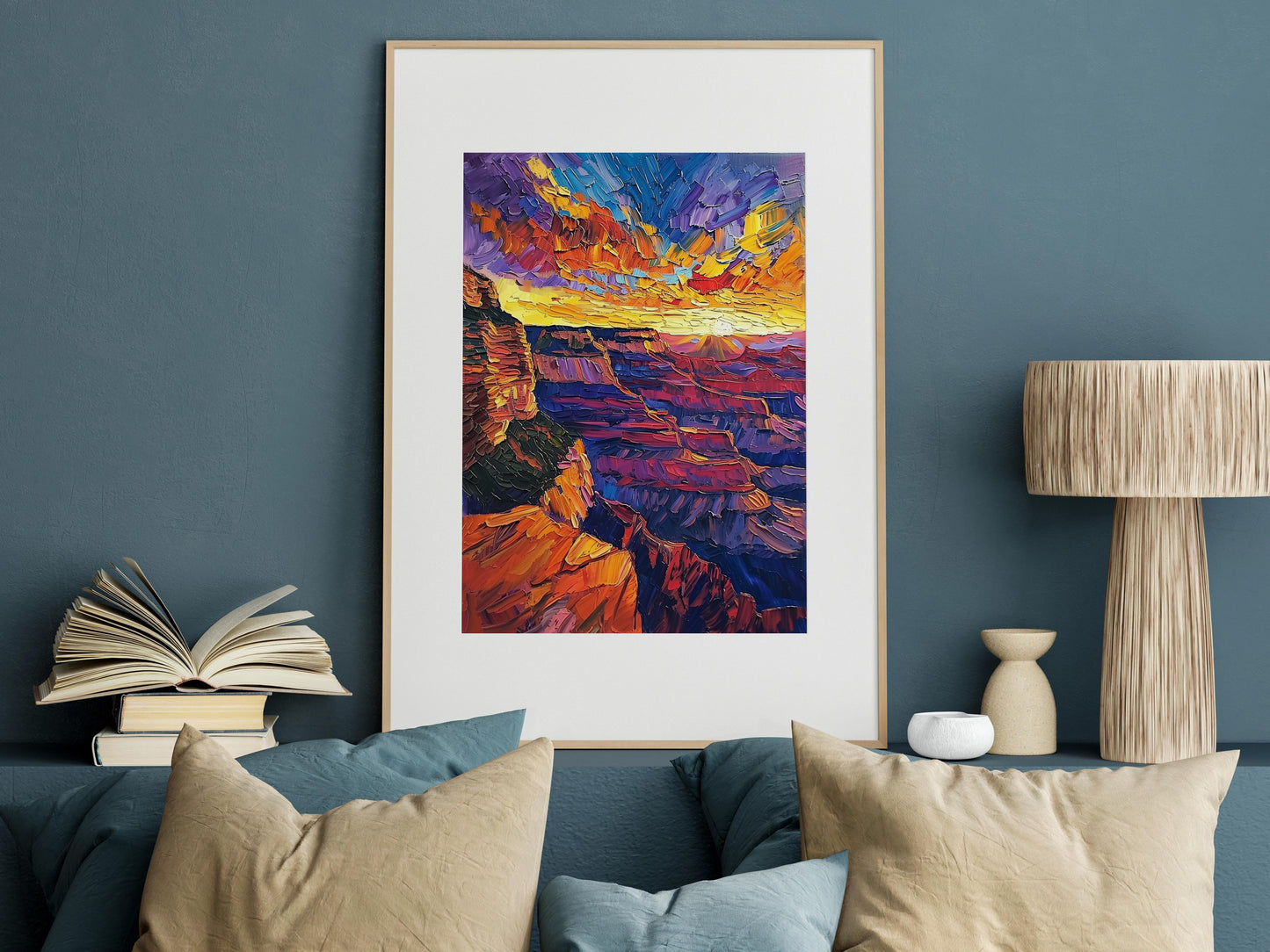 Sunset in the Grand Canyon - A Masterpiece by Emery C. Wharton- Expressive Colors, Landscape Painting, Natural Wonder, Wall Decoration, Inspirational Art