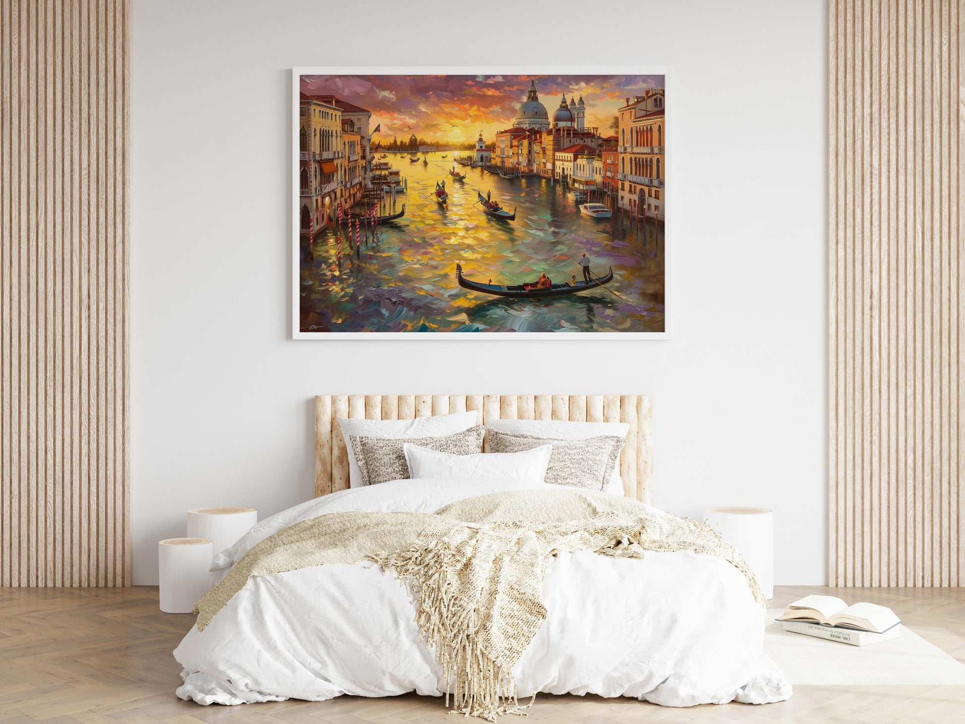 Venetian Golden Hour- Sunset, Play of Light, Water reflection, Realism, Gondolas