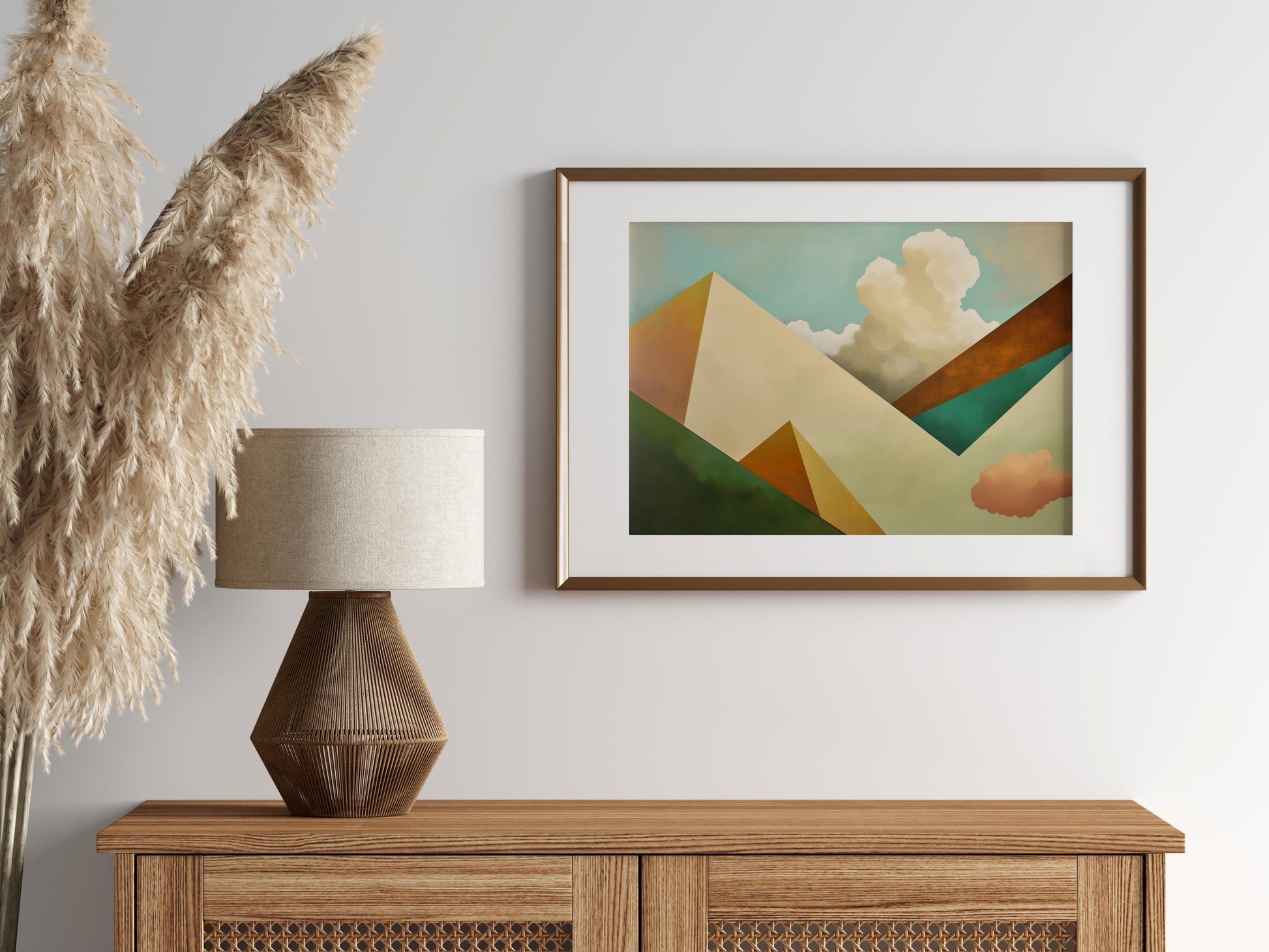 Geometric Horizons- Harmony, Surrealism, Clouds, Dreamlike, Serenity