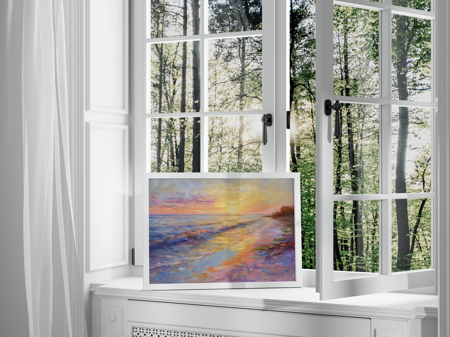 Dawn on the Coastal Horizon- Impressionism, Dynamic, Interior, Art collector, Dawn