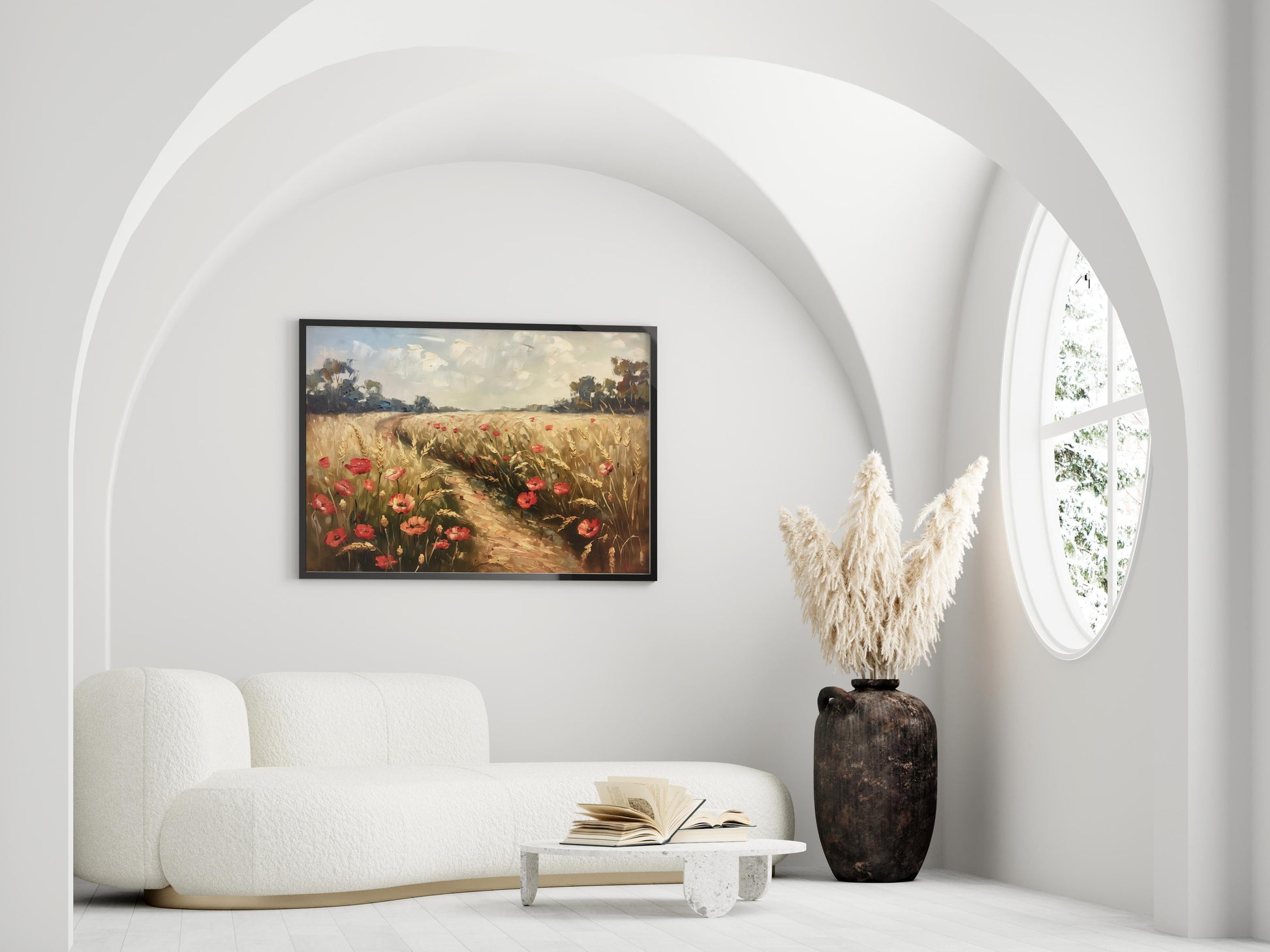 Whispering Field in the Morning Light- Nature idyll, Wall art, Poppies, Field landscape, Interior decoration