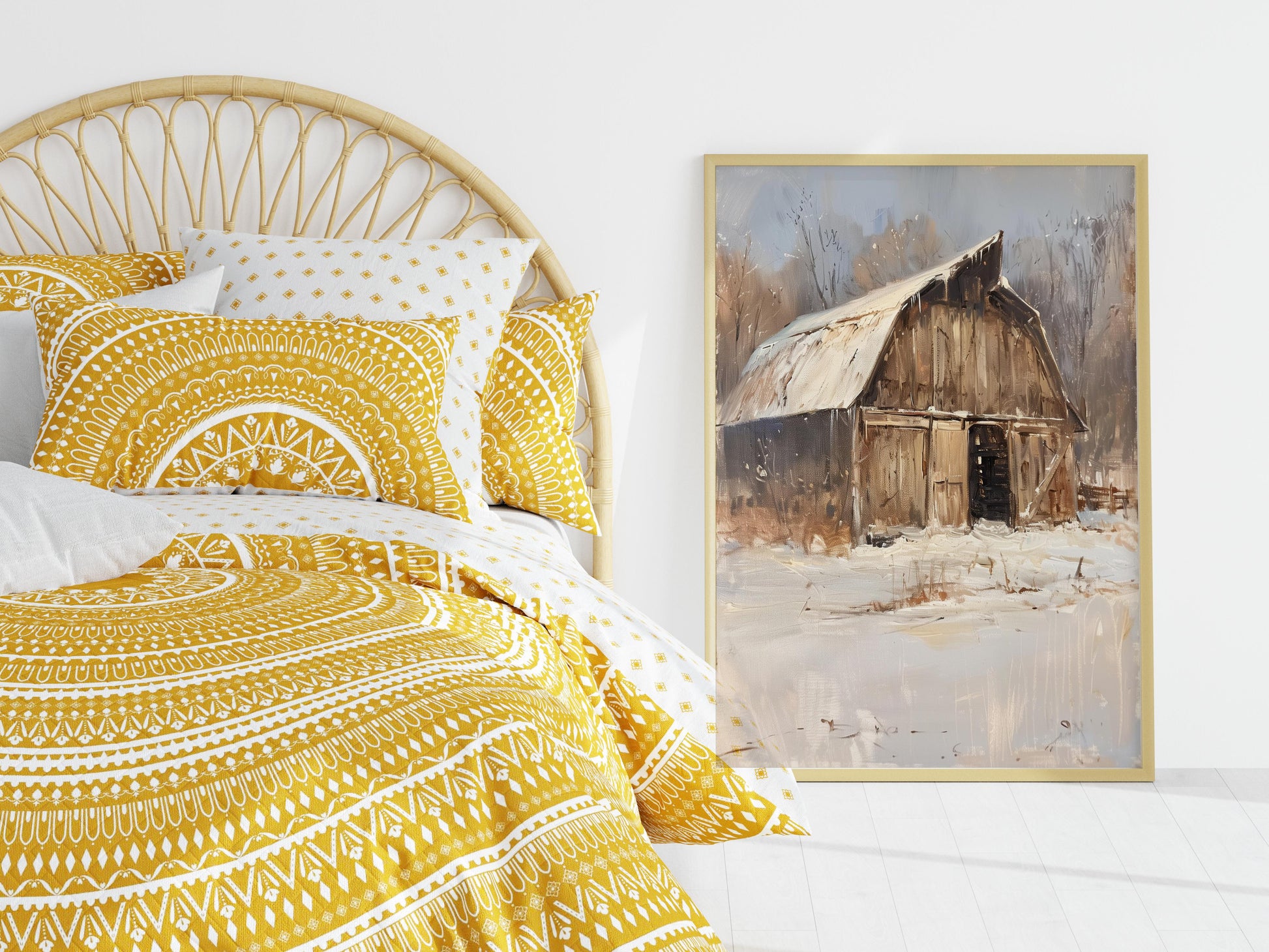 Eternal Stillness in Snowy Garb- Art Investment, Barn, Home Decor, Art Collectors, Stillness