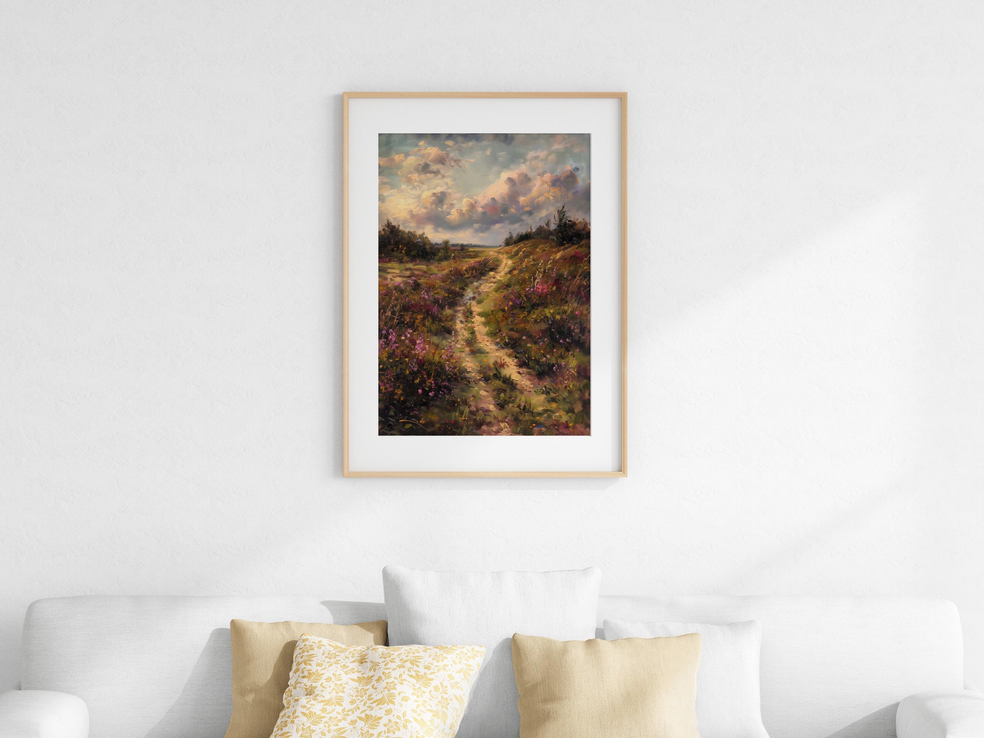 Summer Stroll Through the Heathland- landscape painting, contemplation, color splendor, aurora, nature