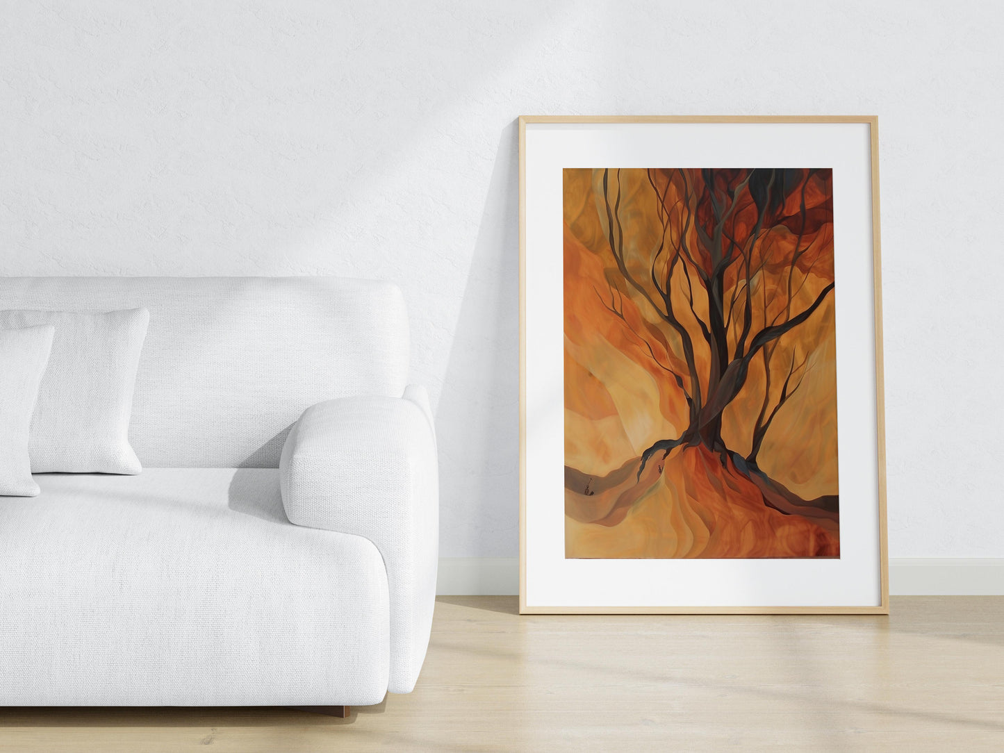 Flames of the Earth- Minimalism, tree motif, geometric, desert landscape, French artist