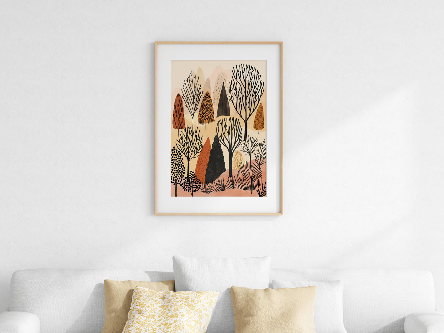 Silence of the Forest- Organic Shapes, Abstract Trees, Inner Meaning, Italian Artist, Geometric Abstraction