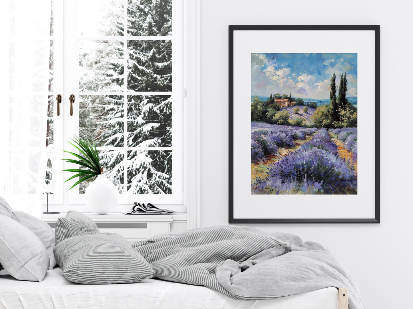 Vibrant Lavender Fields- emotional depth, Silvers, rural idyll, French landscape, Impressionism