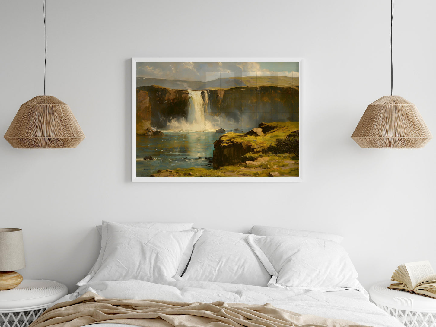 Icelandic Waterfalls: A Masterpiece by Mariana Silvers- cliffs, Icelandic landscape, photorealism, nature art, meadows