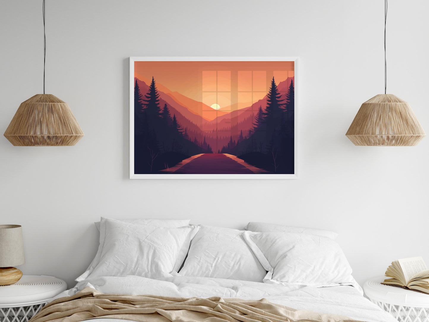 Sunset in the Mountainous Pass- calming, landscape art, North America, mountain pass, visual calm