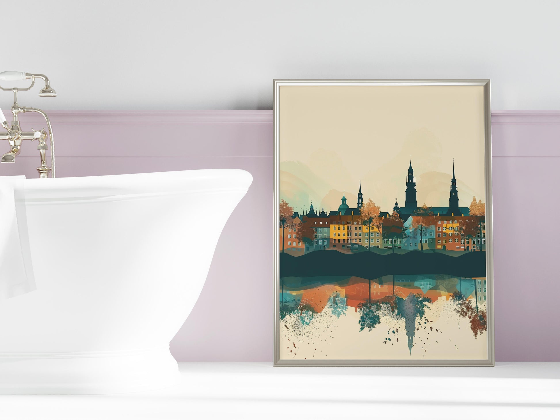 Copenhagen Reflections- complexity, geometric, soothing colors, skyline, nature respect