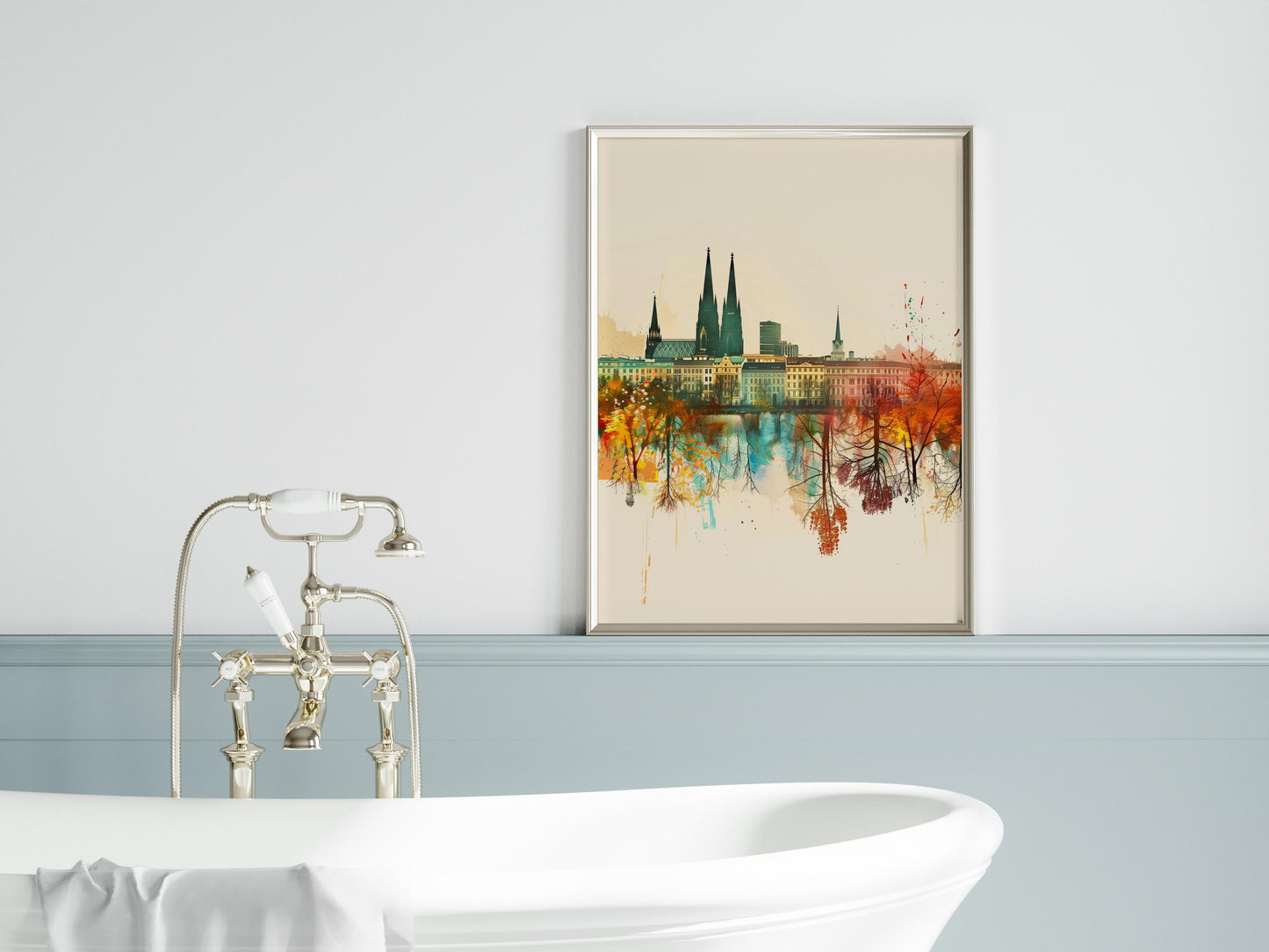 Vienna Reflections- creative representation, Architecture, watercolor look, Vienna, city art