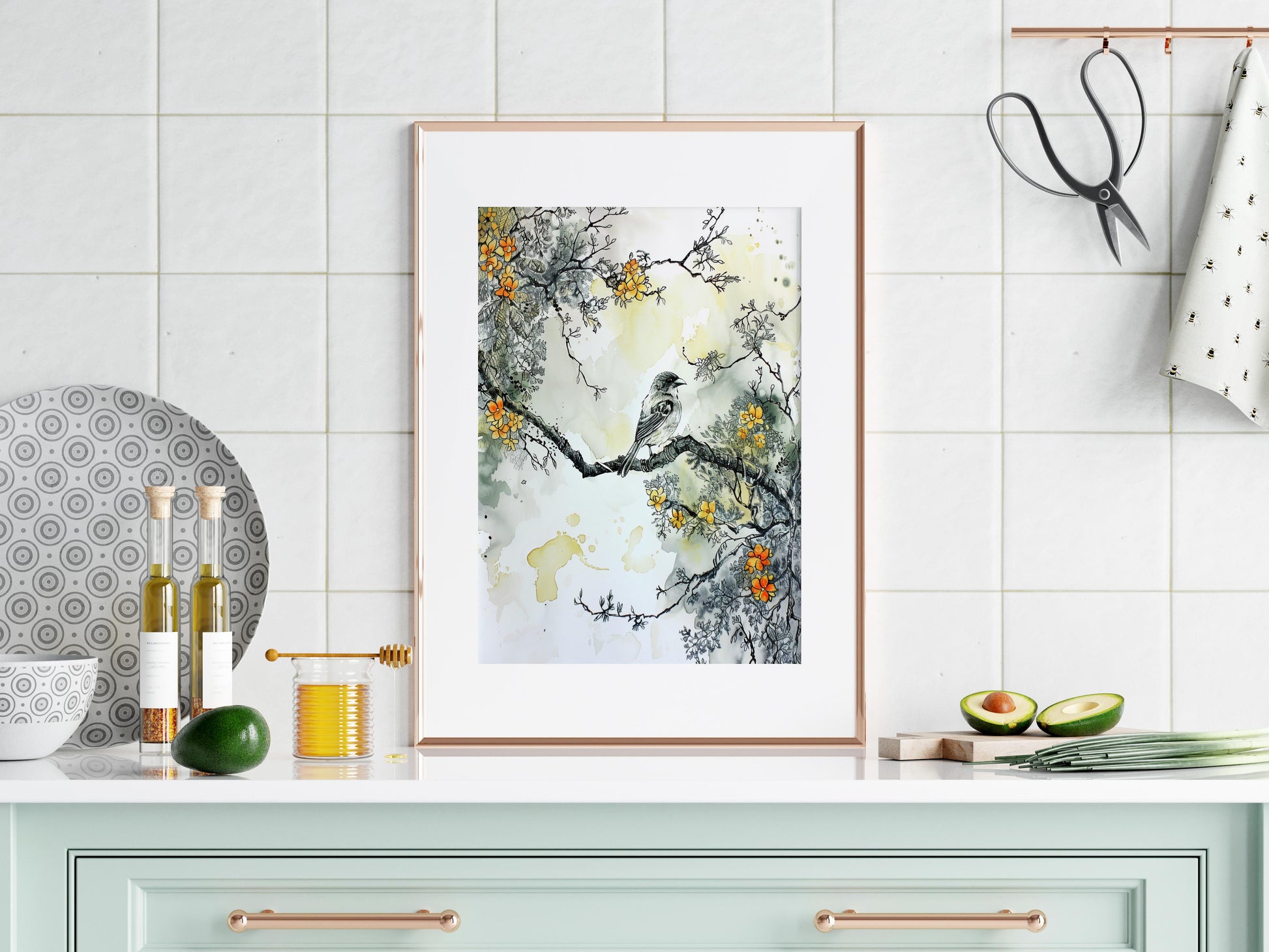 Frühlingsmelodie- art print, ink, living room art, Japanese art, ink drawing