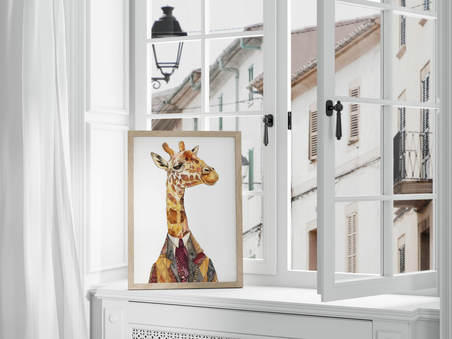 Der Elegante Träumer- Storybook Aesthetic, Solberg, Stilvolle Giraffe, Aquarell, Moderne Märchen