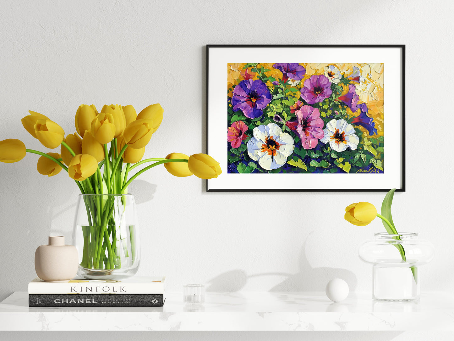 Petunia: A Play of Colors by Nature- American art, oil painting, Post-Impressionism, color-intensive, floral motif