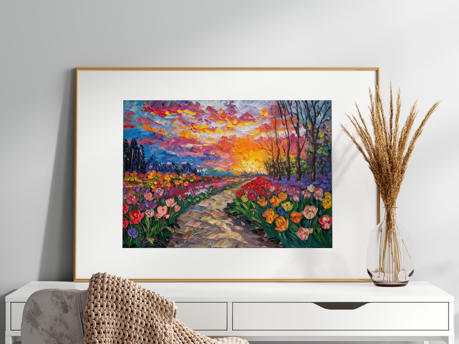 Frühlingspracht in Keukenhof- colorful flowers, art collection, spring, sunset, oil painting