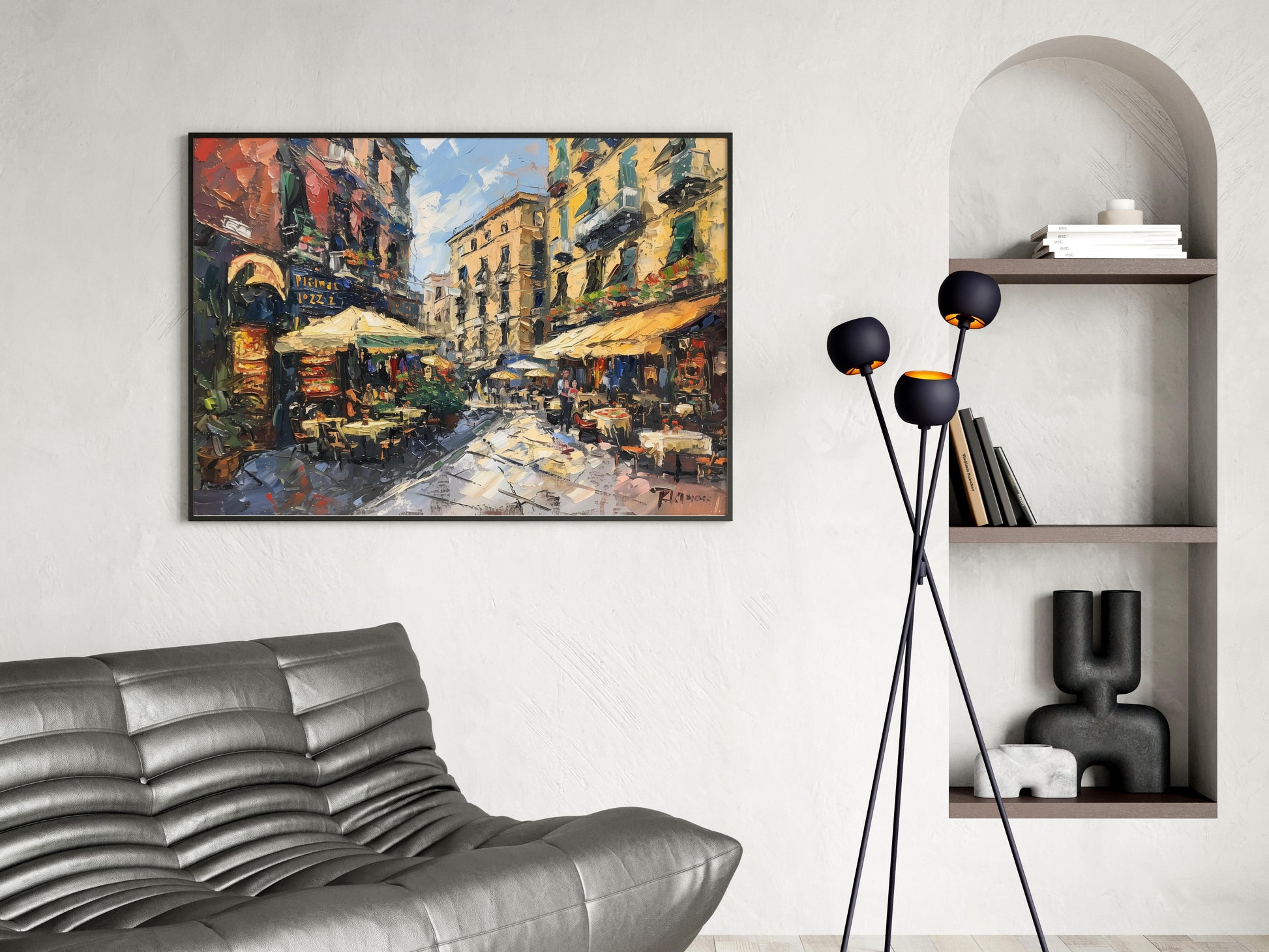 Neapolitan Impulse- vibrant, city life, Italy, Impressionism, street scene