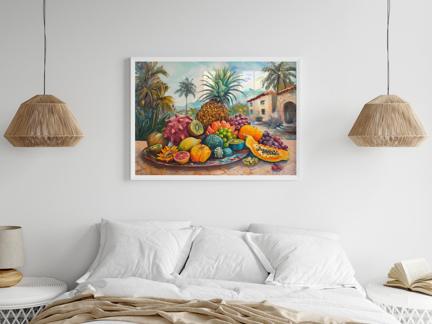 Exotic Fruit Celebration- Italian art, artist portrait, still life, color splendor, Impressionism