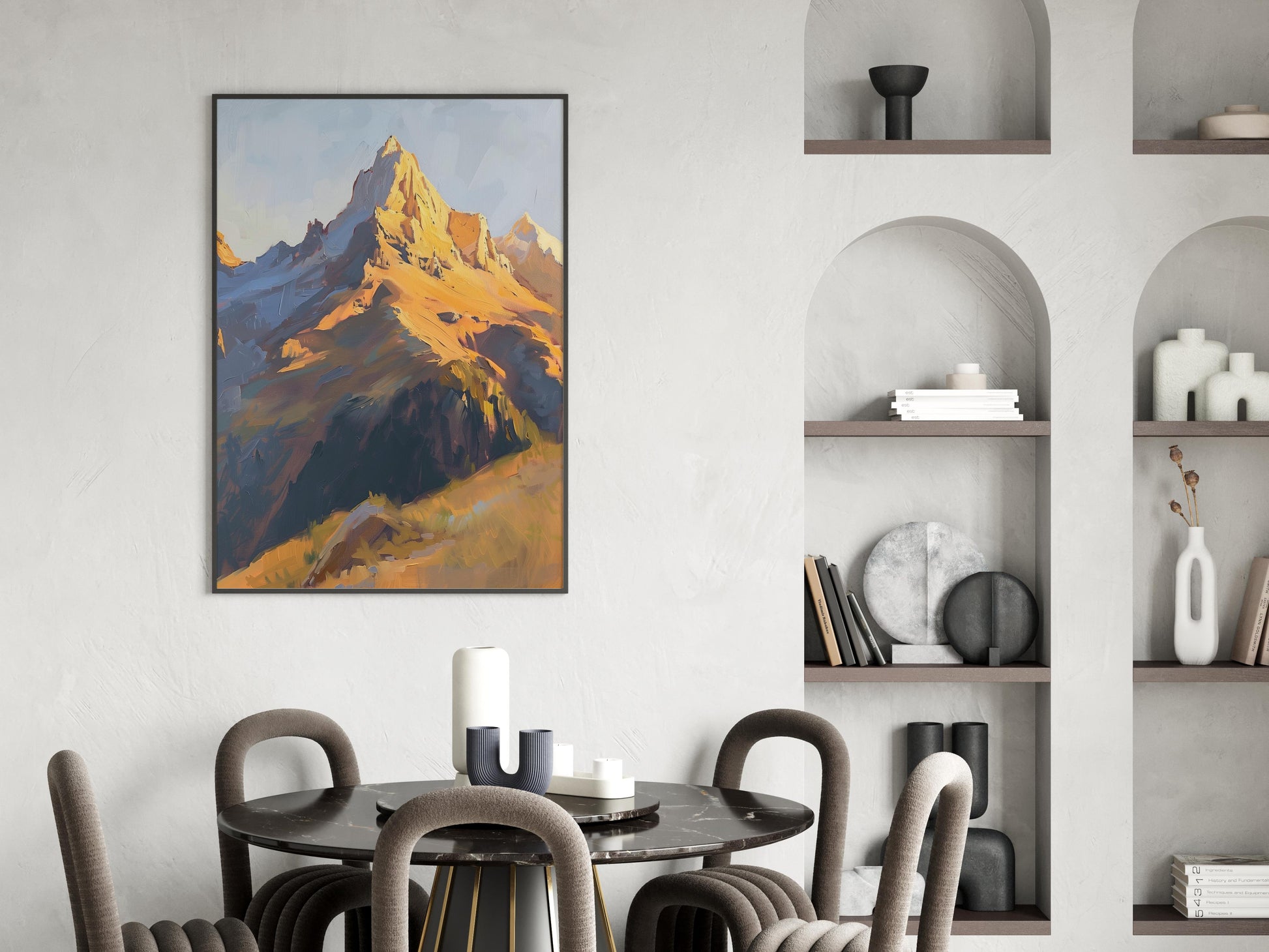 Alpine Glow- Sunlight, Mountain Peak, Warm, Wall Decoration, Alps