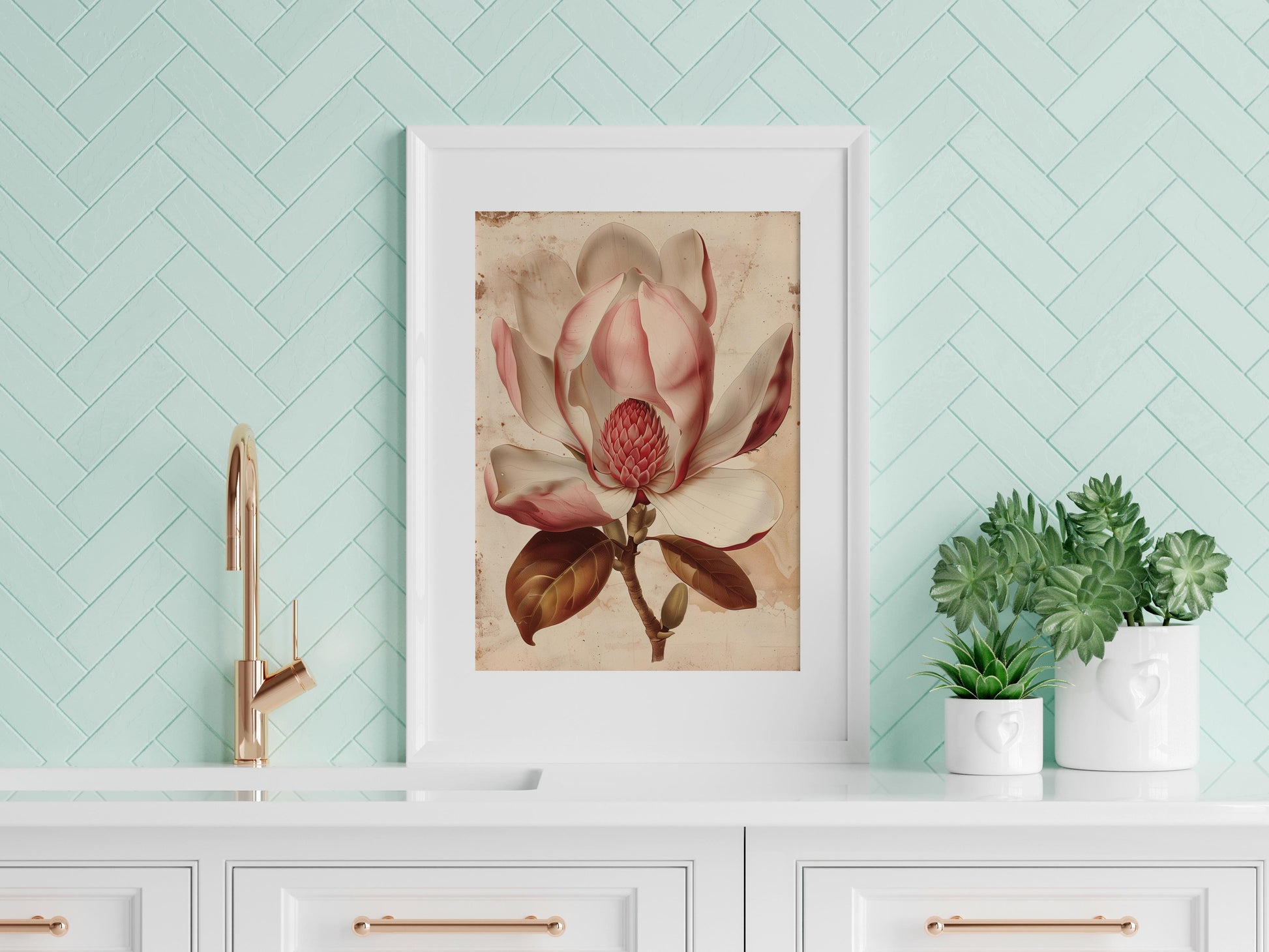 Würdevolle Schönheit: Die Magnolienblüte- Magnolie, Irische Künstlerin, Vintage Illustration, Dignität, moderne Techniken