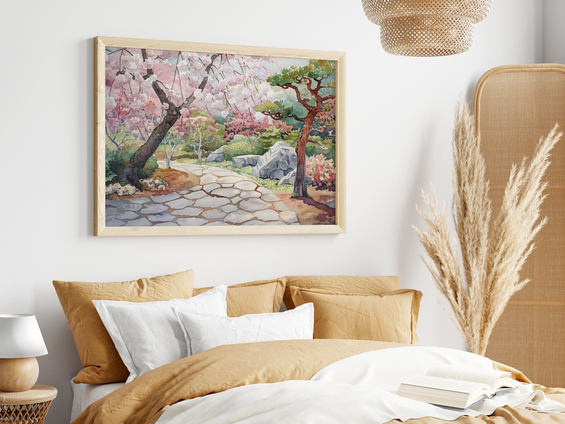 Frühlingserwachen im Sakura-Garten- Tradition, Aquarell, Sakura, Farbenpracht, Kunstsammlung