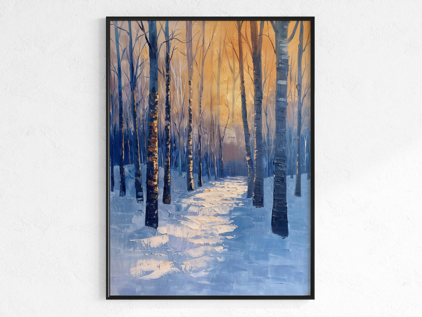 Winter Twilight in a Swedish Forest- nature, play of light, brushwork, winter, landscape painting