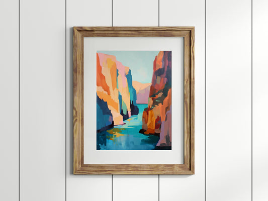 Coastal Cascades by Eloise Belmonte- Eloise Belmonte, Art Deco, color blocks, visual experience, modern