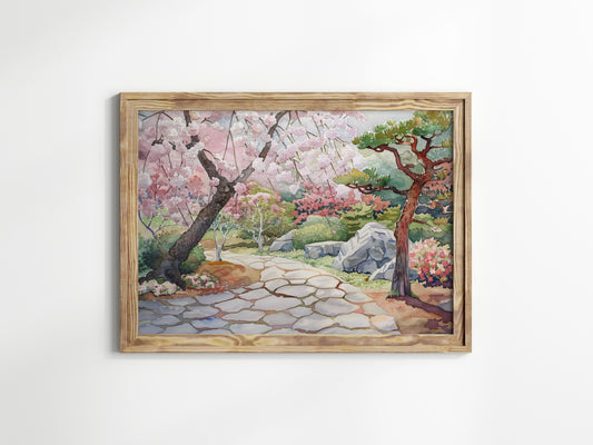 Frühlingserwachen im Sakura-Garten- Kunstsammlung, Kirschblüten, Tradition, Sakura, Kiefern