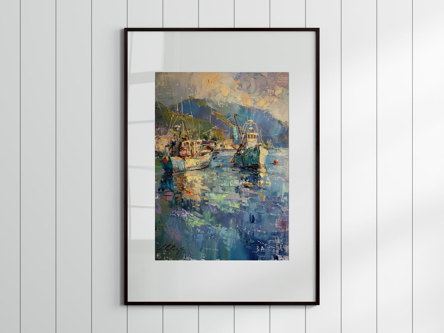 Impressions of the Sea: Fishing Boats at Twilight- Twilight, Coastal Landscape, Alessia Moretti, Impressionism, Gallery-Quality