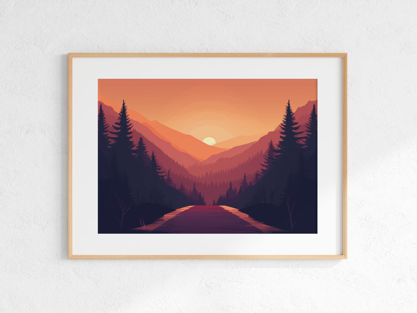 Sunset in the Mountainous Pass- art collection, art print, visual calm, mountain pass, sublimity