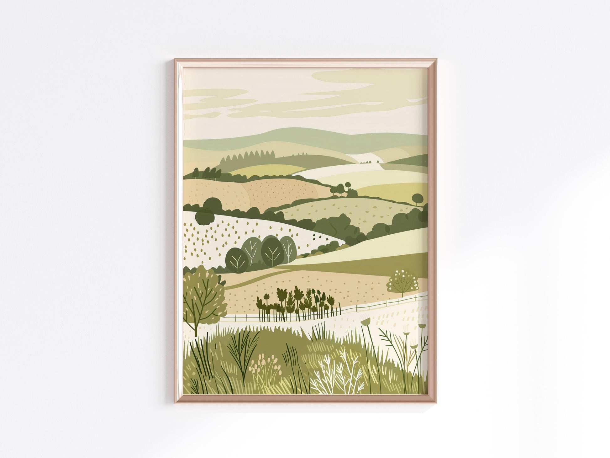 Geometric Calm of the English Landscape- harmony, English landscape, nature, modern art, geometric art