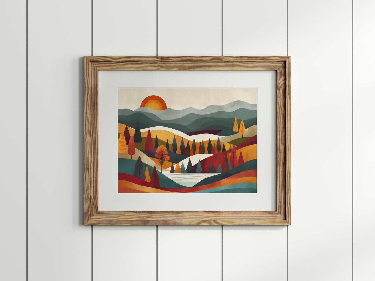 Finnish Autumn Symphony- wall decor, home decor, design element, vivid tones, stylized art