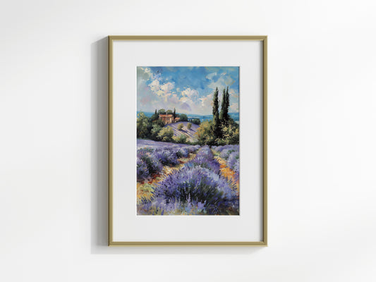 Vibrant Lavender Fields- nature painting, oil on canvas, rural idyll, Silvers, French landscape