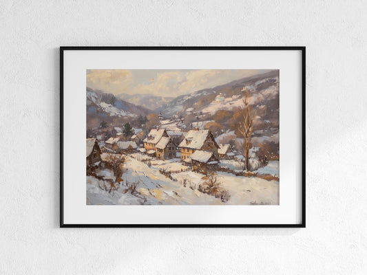 Pensive Winter Time in the Valley- Nature Harmony, Color Dynamics, Winter Landscape, Village Life, Play of Light