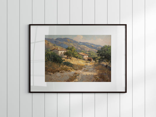 Silent Warmth of Mexico's Hills- Impressionism, Modernism, Cultural heritage, Earthy tones, Farmhouse