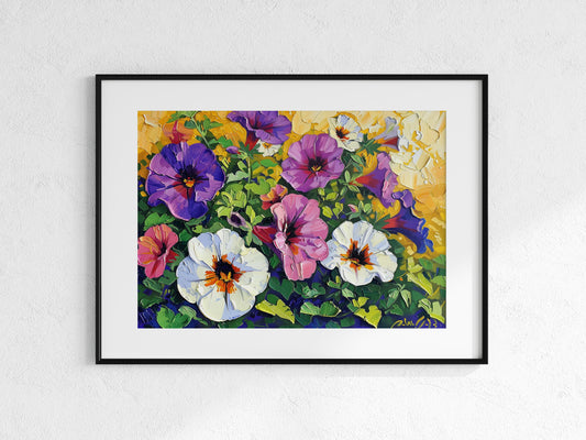 Petunia: A Play of Colors by Nature- colorful art, garden landscape, American art, nature painting, Post-Impressionism